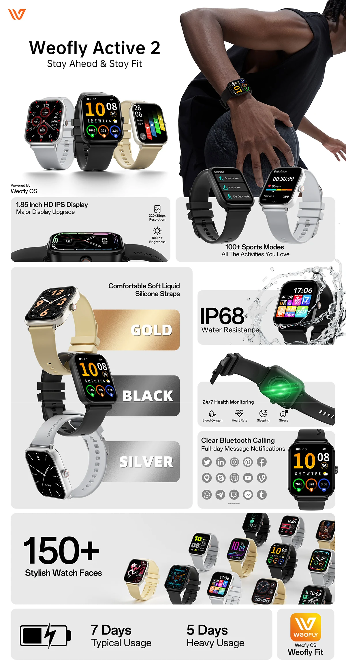 Weofly Active 2 HD Display Bluetooth Calling Smartwatch Price in BD Weofly Active 2 HD Display Bluetooth Calling Smartwatch Price in BD